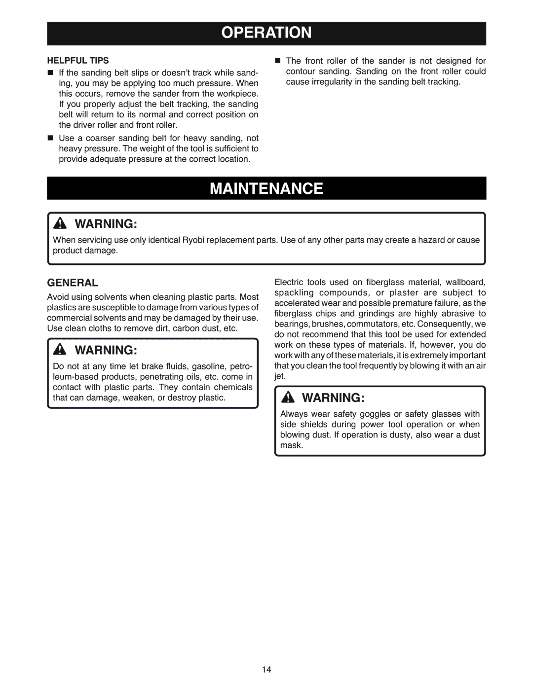 Ryobi BE318 manual Maintenance, General, Helpful Tips 