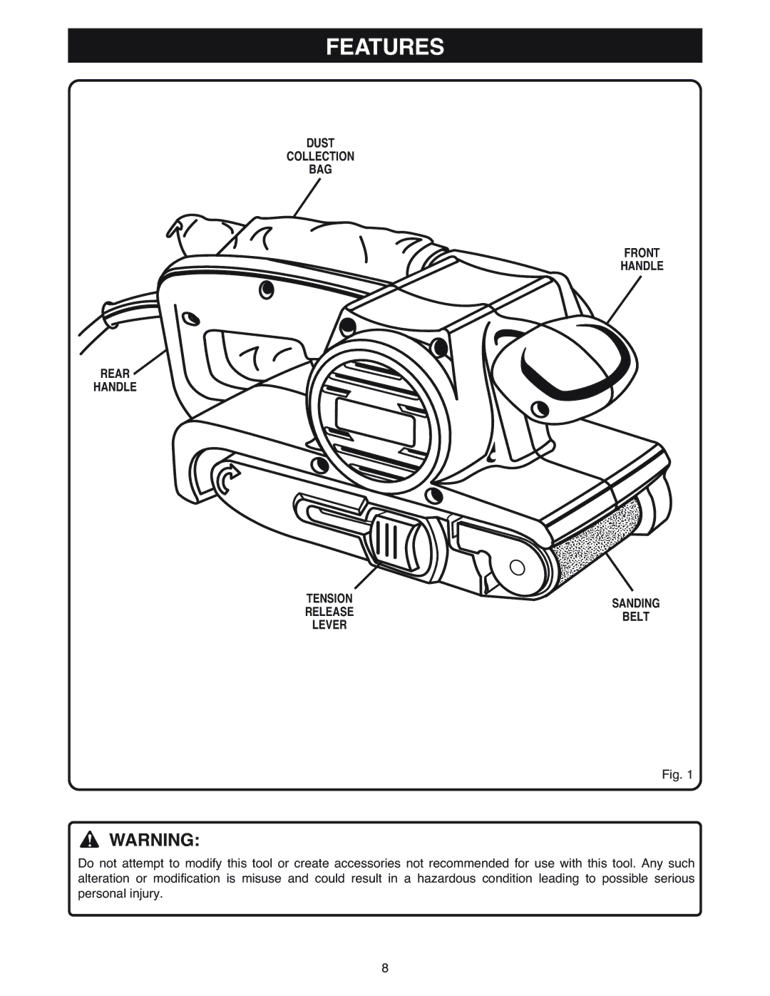 Ryobi BE318 manual Features 