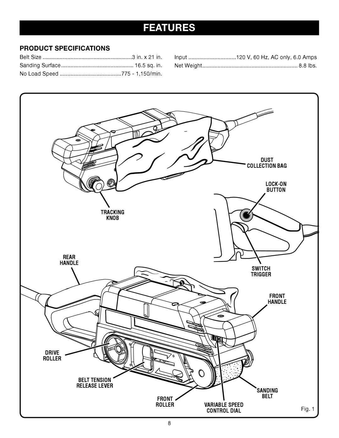 Ryobi BE321VS manual Features, Product Specifications 