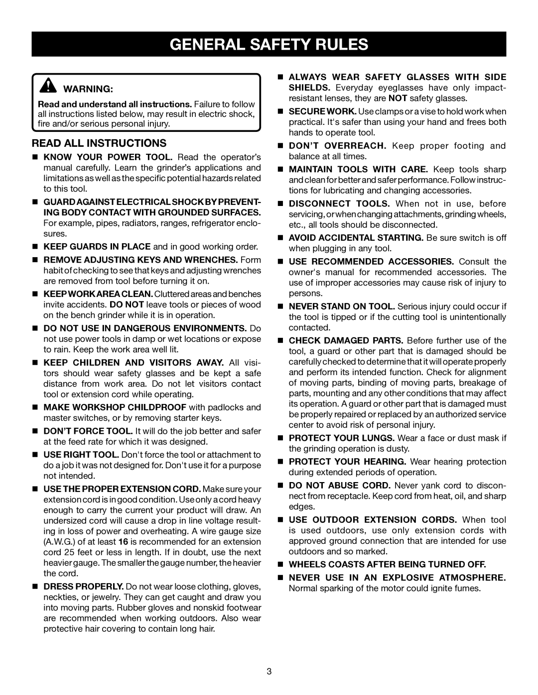 Ryobi BGH616, BGH827 manual General Safety Rules, Read ALL Instructions 