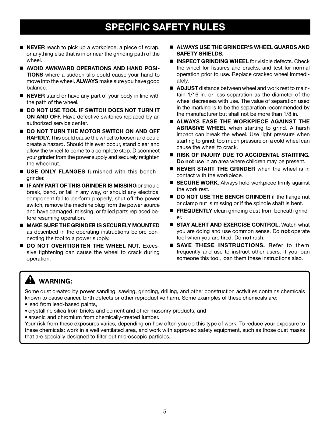 Ryobi BGH616, BGH827 manual Specific Safety Rules 