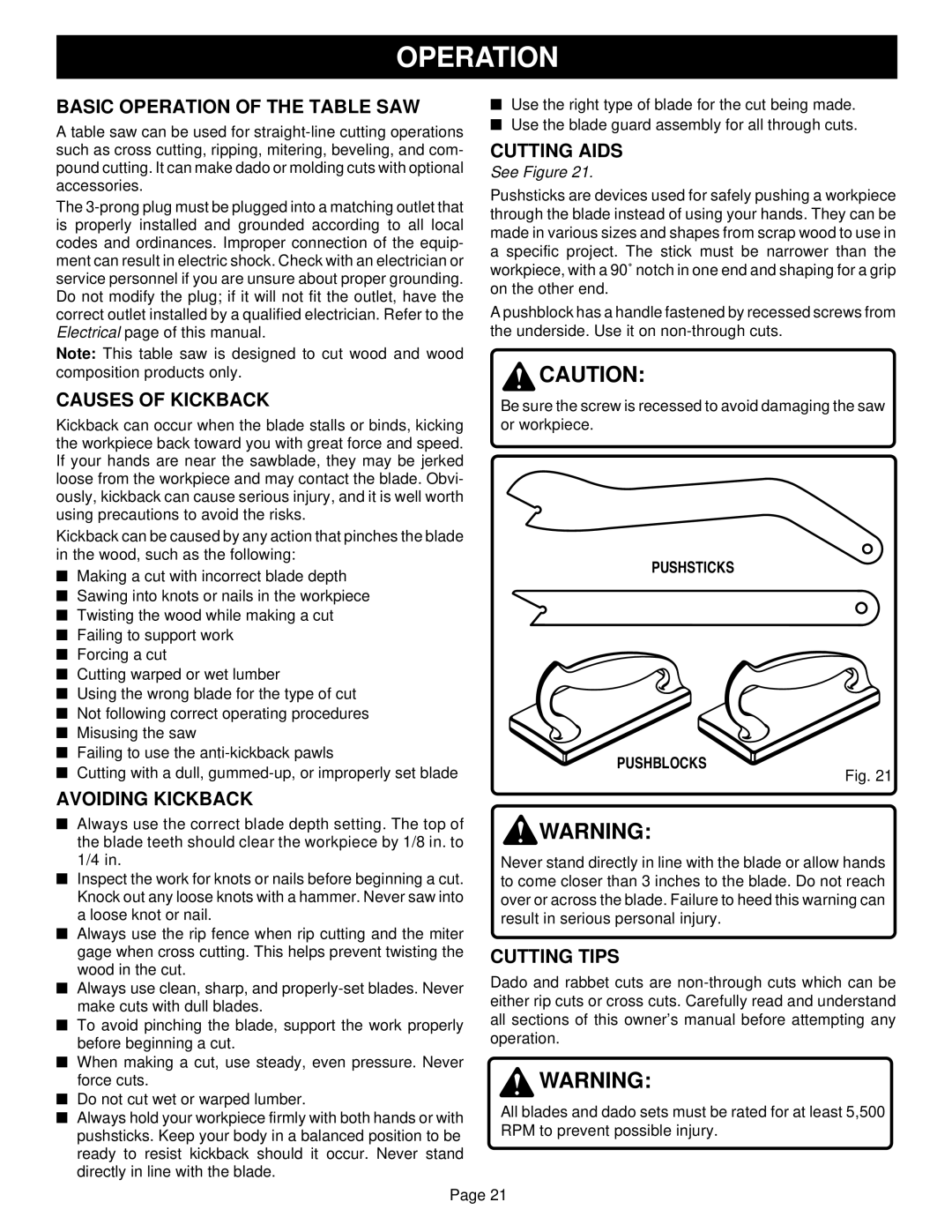 Ryobi BT3100-1 manual Operation 