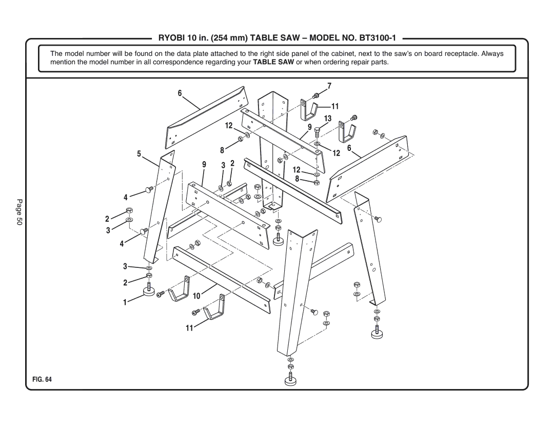 Ryobi manual Ryobi 10 in mm Table SAW Model NO. BT3100-1 