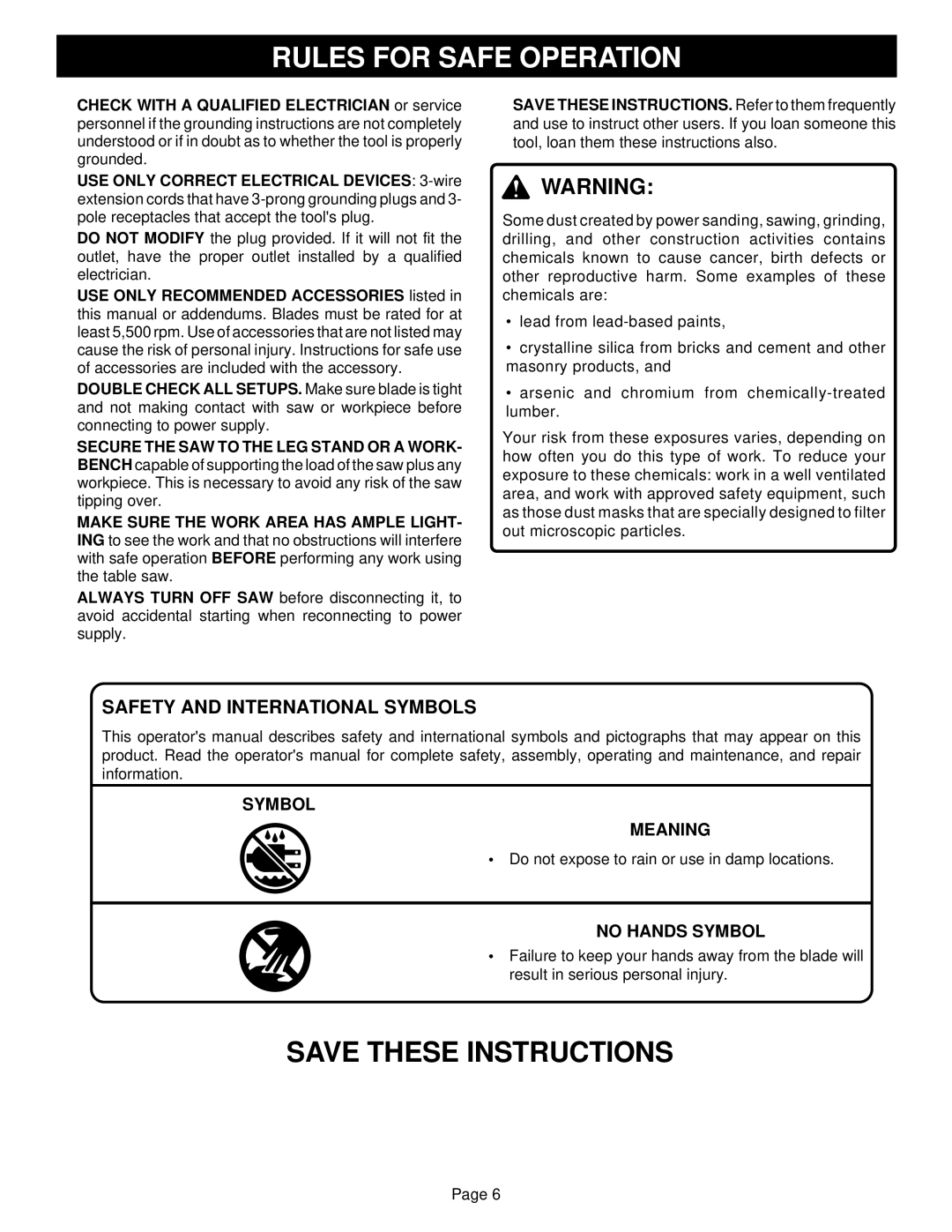 Ryobi BT3100-1 manual Safety and International Symbols 