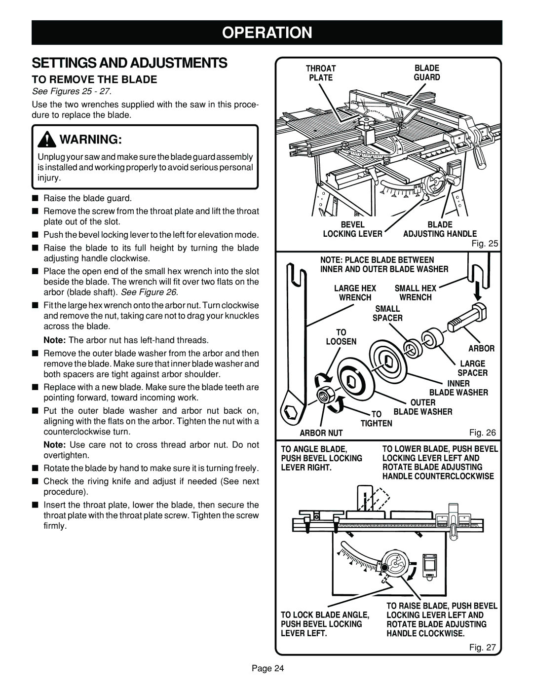 Ryobi BT3100 manual To Remove the Blade 