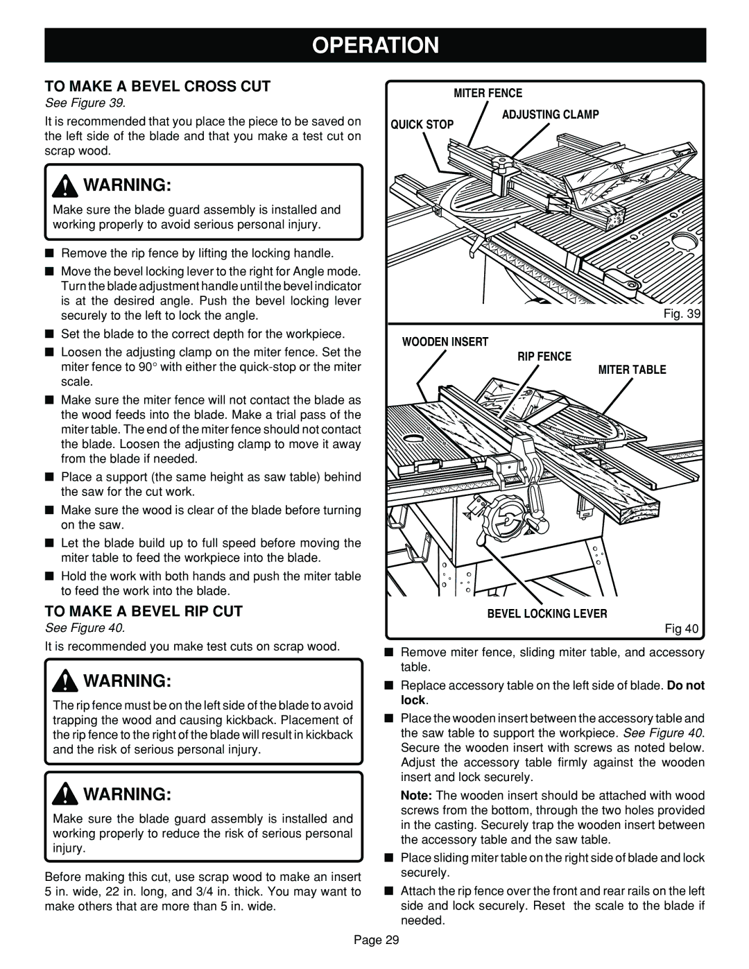 Ryobi BT3100 manual To Make a Bevel Cross CUT, To Make a Bevel RIP CUT 