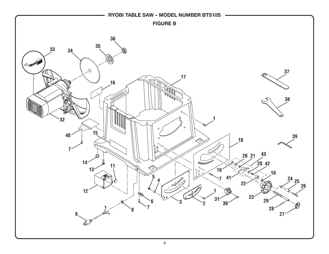 Ryobi bts10s manual Figure b 