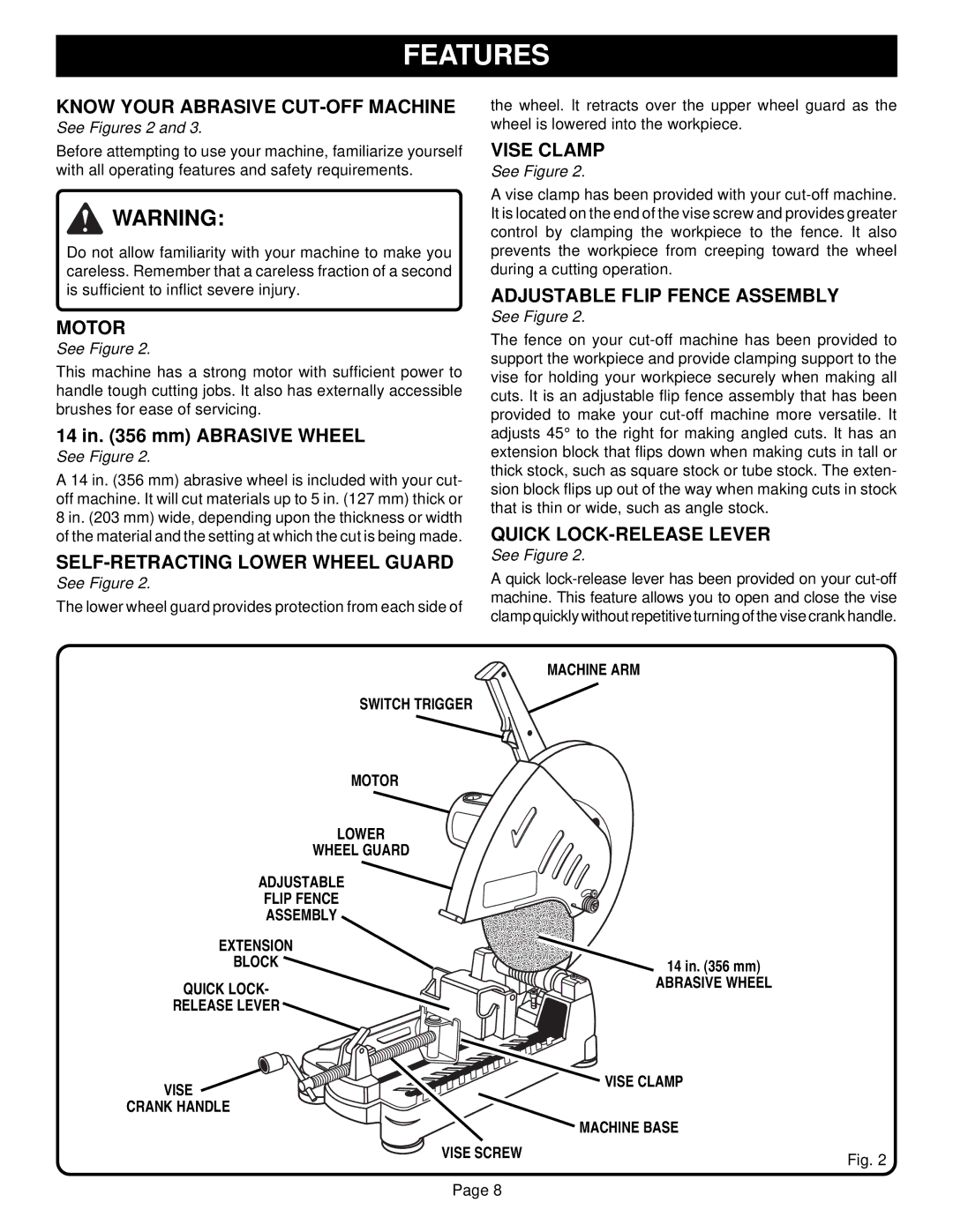 Ryobi C2600 warranty Features 