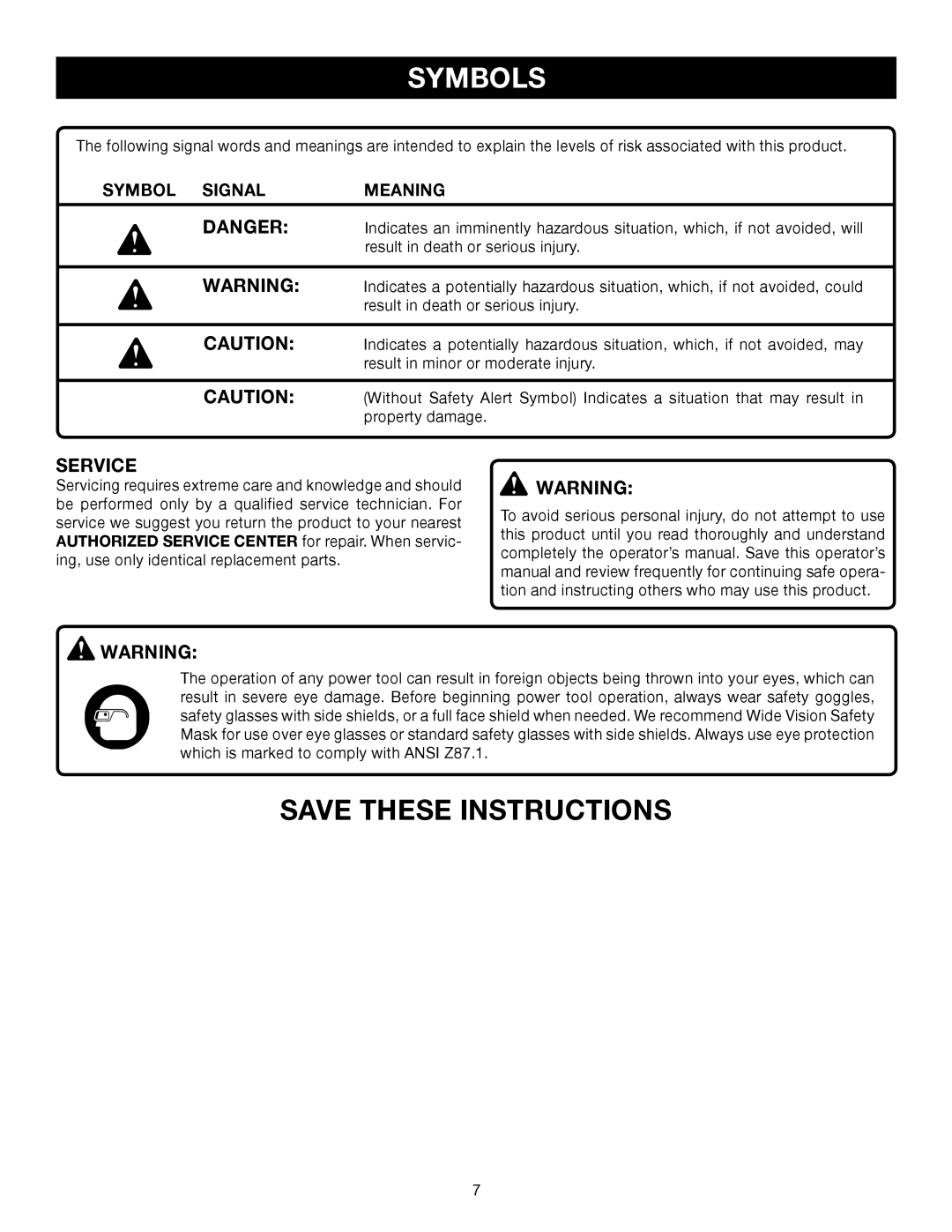 Ryobi C358 manual Service 