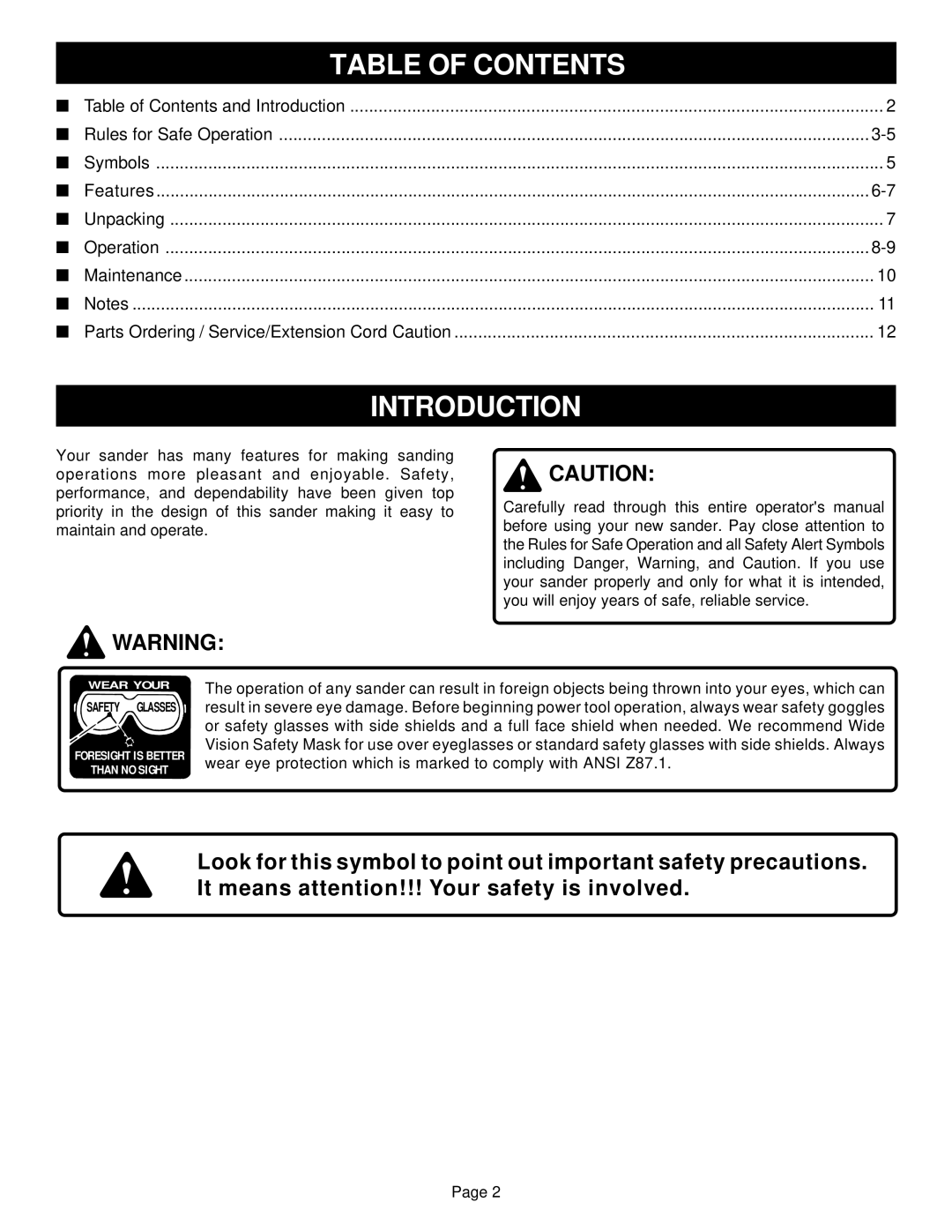 Ryobi CFS1500 specifications Table of Contents, Introduction 