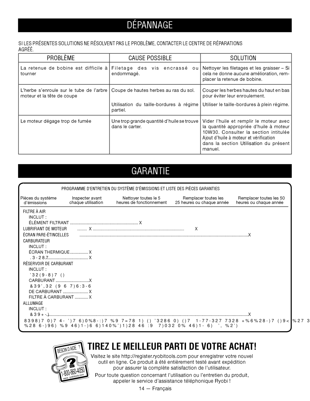 Ryobi SS -- RY34440, CS -- RY34420 manuel dutilisation Garantie, Ajout d’huile à moteur et vérification 