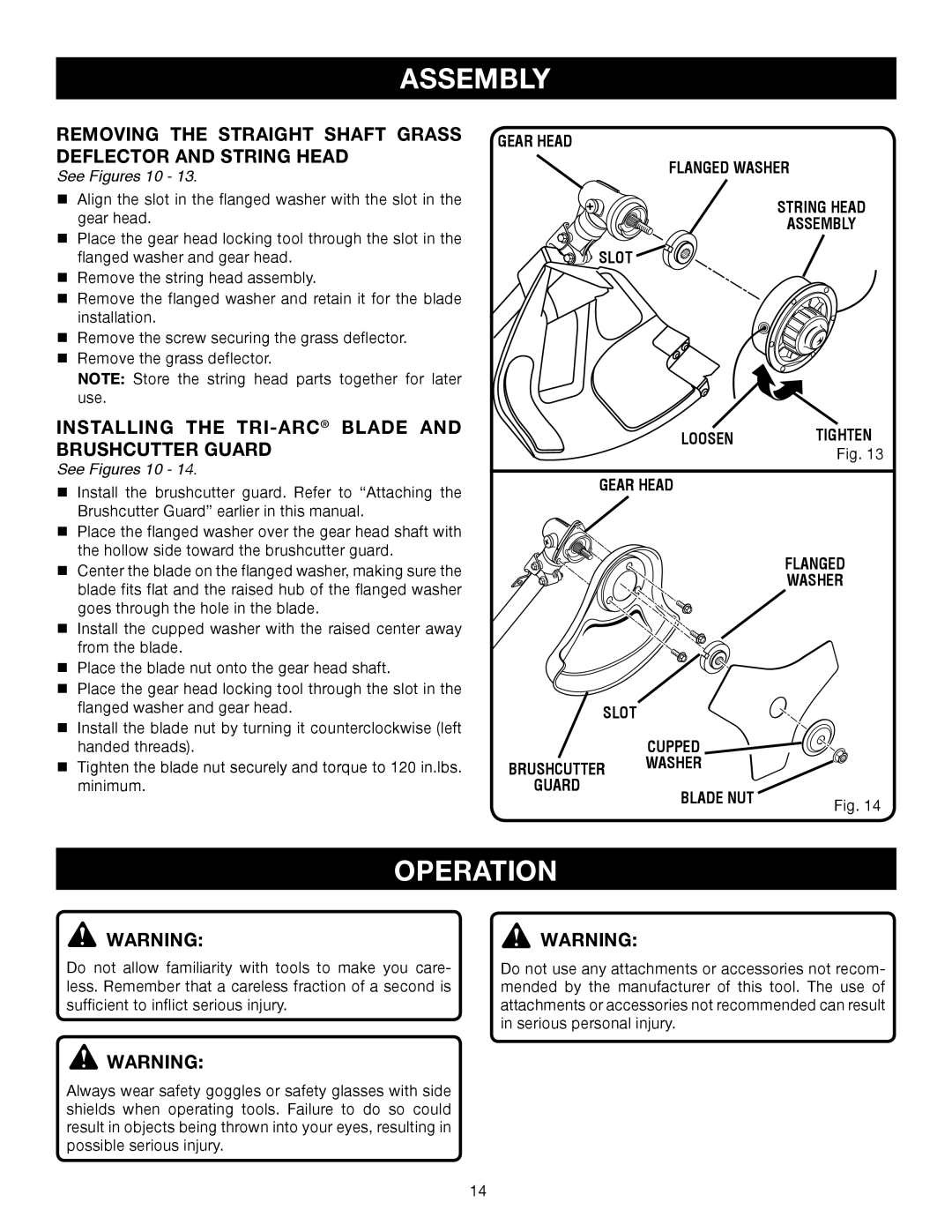 Ryobi BC30 RY30260, CS30 RY30220, SS30 RY30240 manual Operation, Removing the Straight Shaft Grass Deflector and String Head 