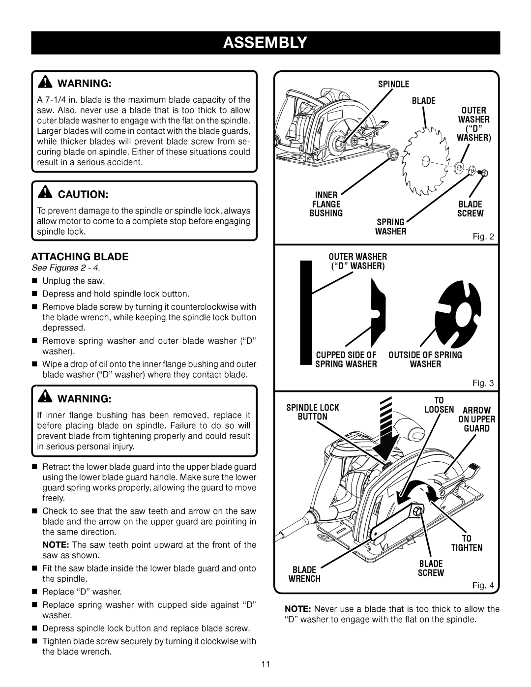 Ryobi CSB123 manual Attaching Blade, See Figures 2 