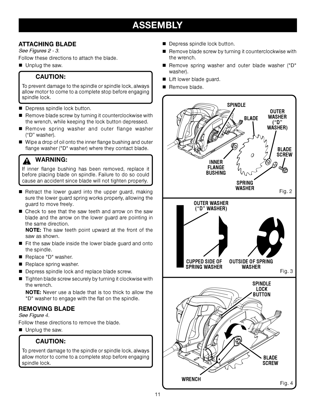 Ryobi csb140lz manual Attaching Blade, Removing Blade, See Figures 2 