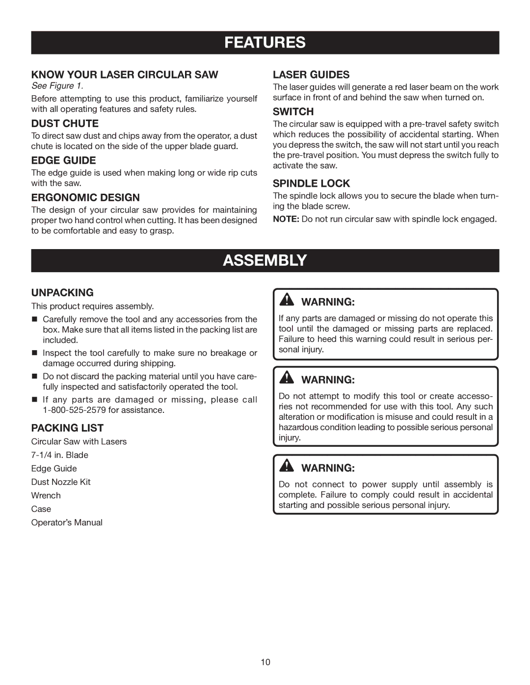 Ryobi CSB141LZ manual Assembly 