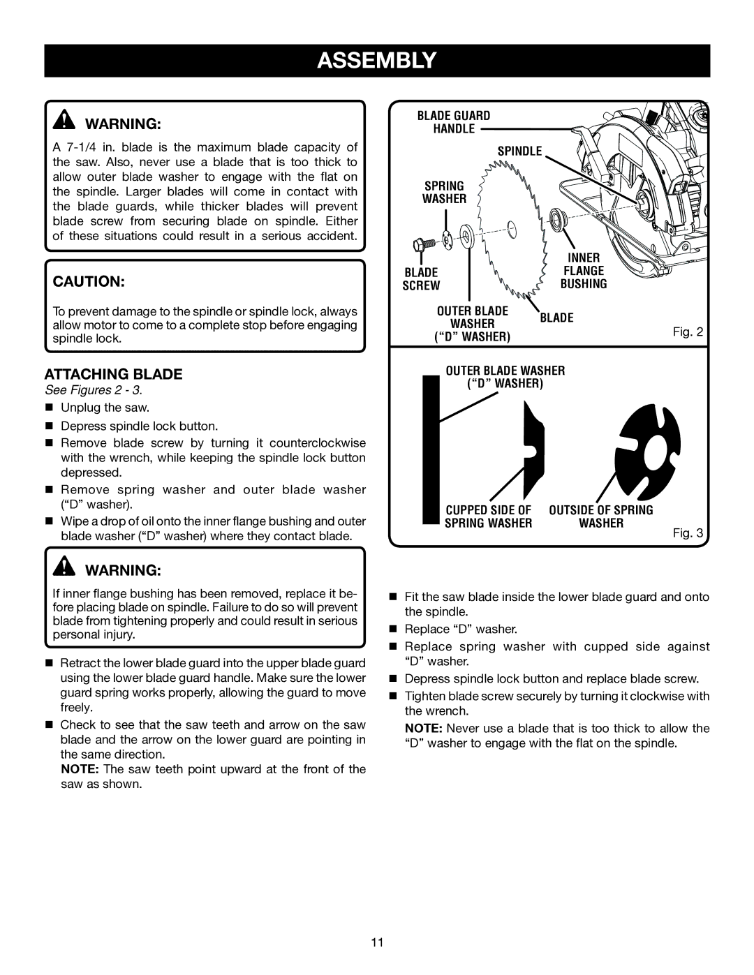 Ryobi CSB141LZ manual Attaching Blade, See Figures 2 