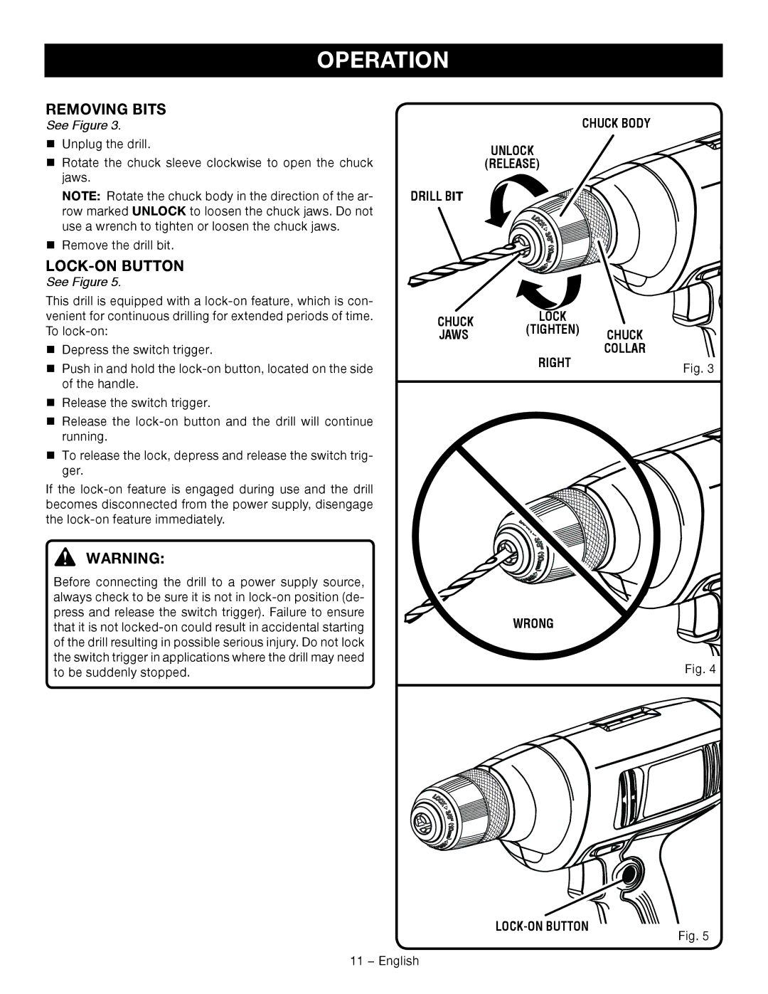 Ryobi D41K manuel dutilisation Removing Bits 