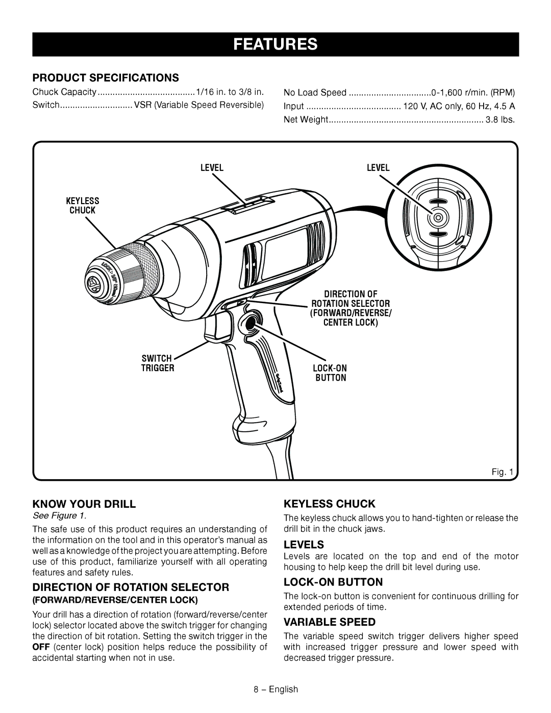 Ryobi D41K manuel dutilisation Features 