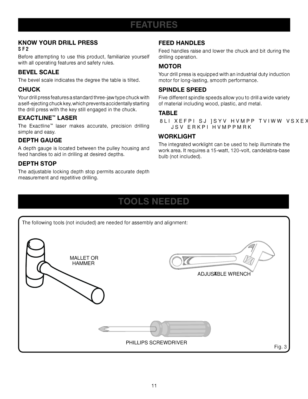 Ryobi DP102L manual Tools Needed 