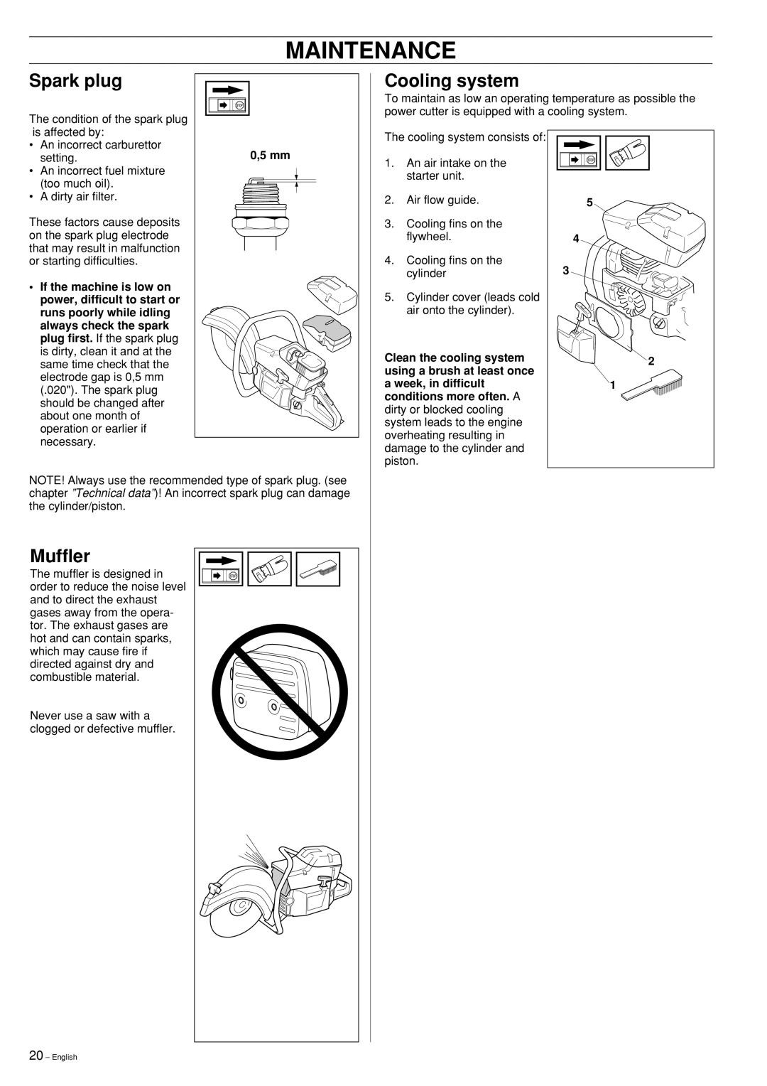 Ryobi Drill Press manual Spark plug, Cooling system, Muffler 