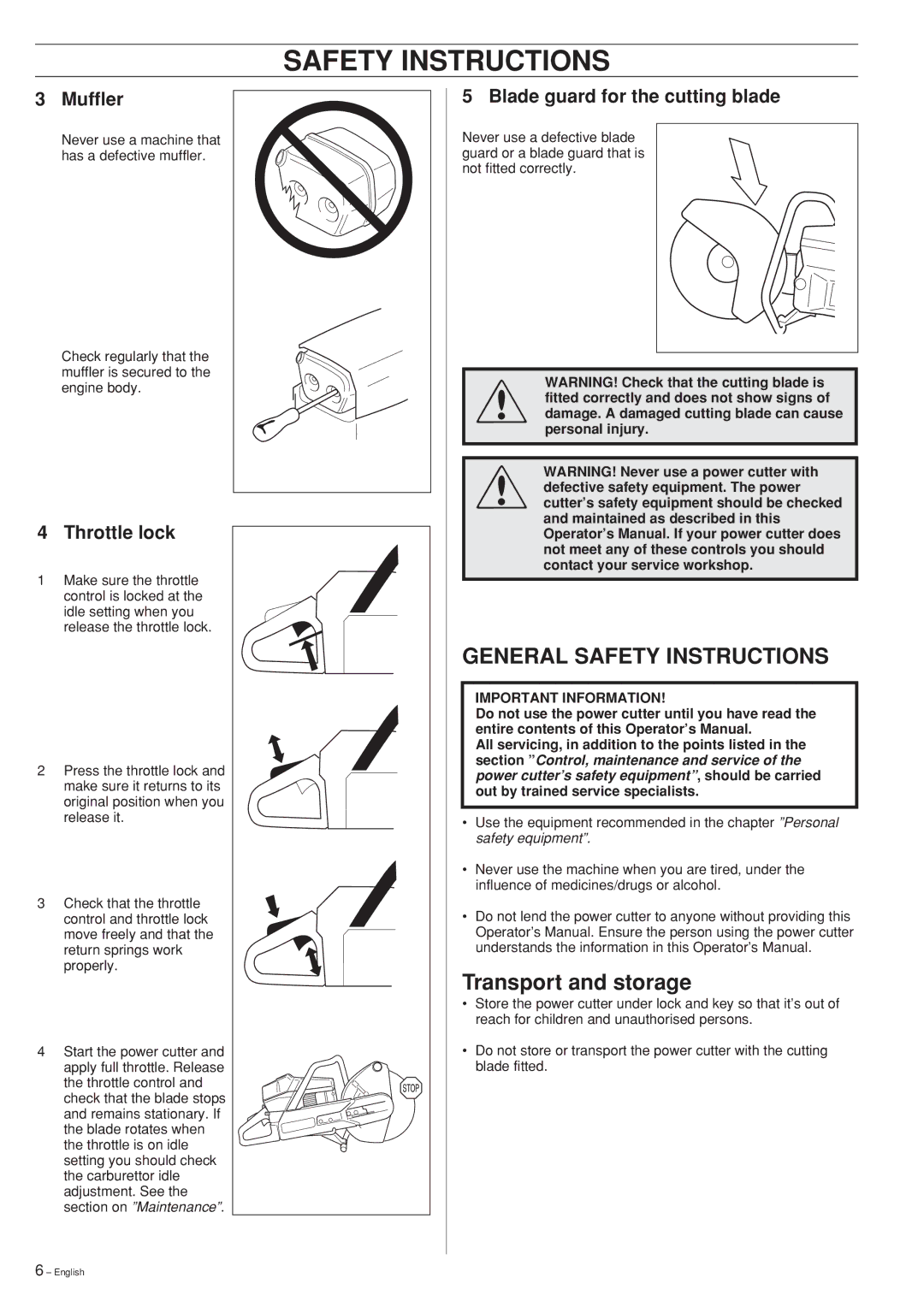 Ryobi Drill Press manual General Safety Instructions, Transport and storage 