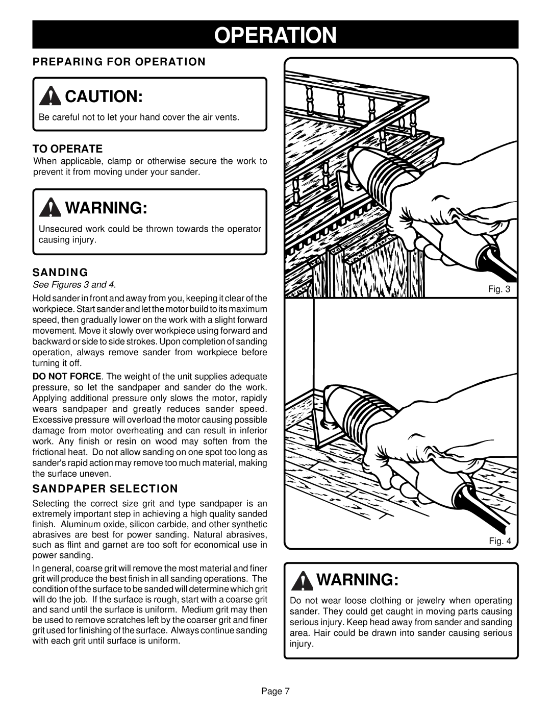 Ryobi DS1100 specifications Preparing for Operation, To Operate, Sanding, Sandpaper Selection 