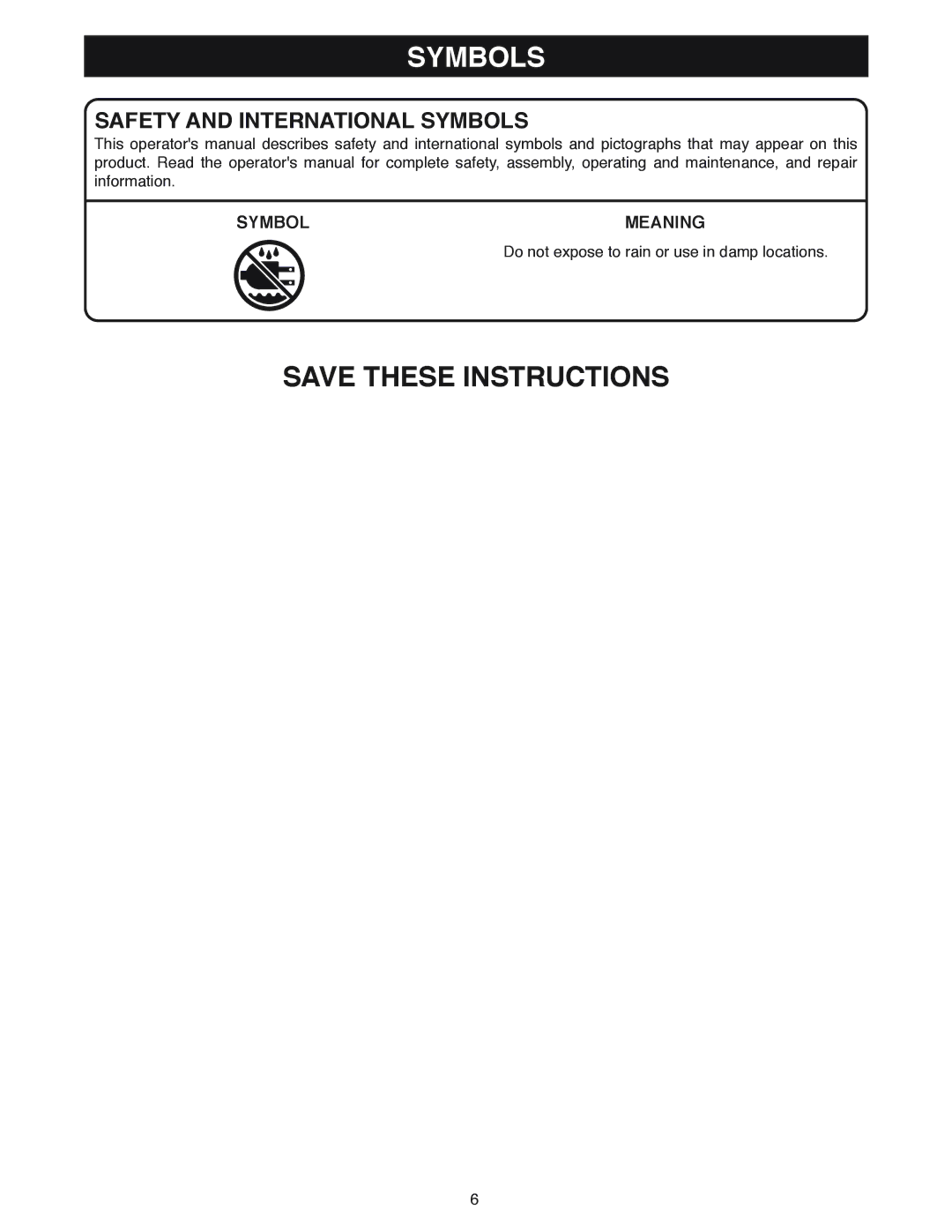 Ryobi DSG50 manual Safety and International Symbols 