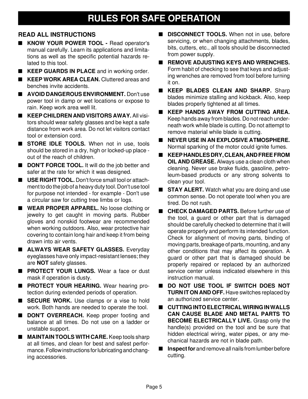 Ryobi EJ101 specifications Read ALL Instructions 