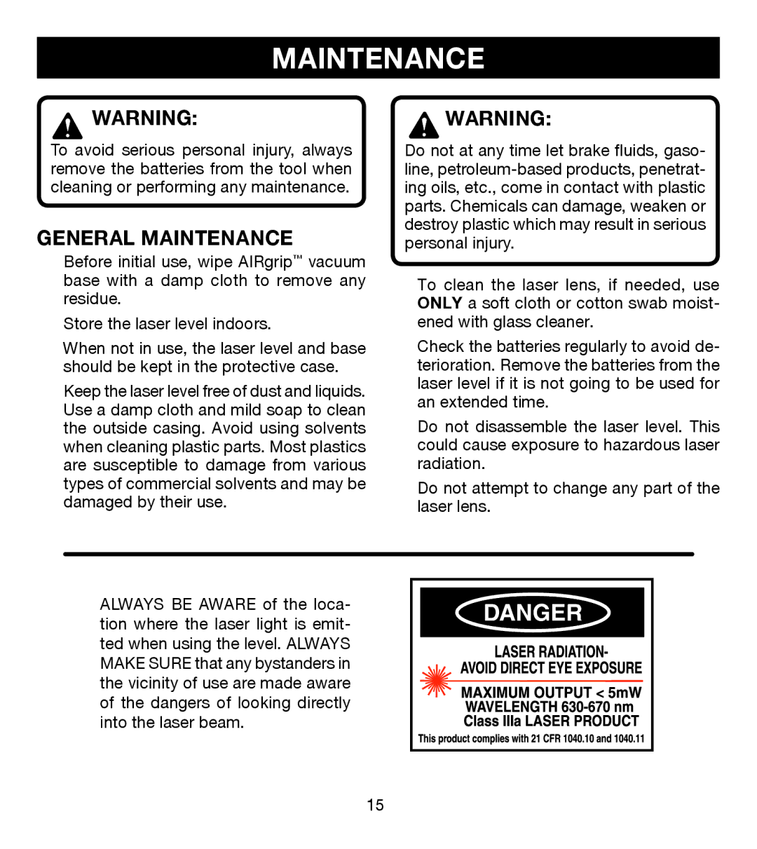 Ryobi ELL0001 manual General Maintenance 