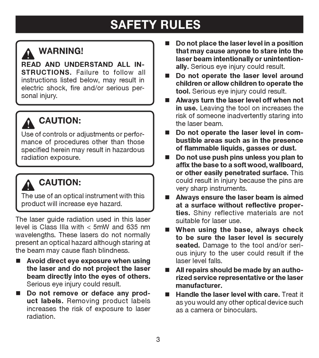 Ryobi ELL0001 manual Safety Rules 