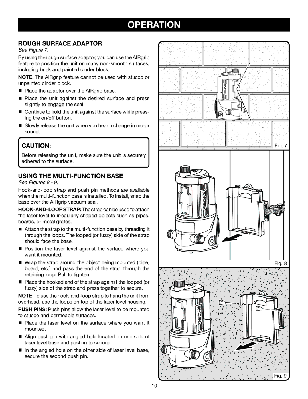 Ryobi ELL0006 manual Using the multi-function base, See Figures 8 