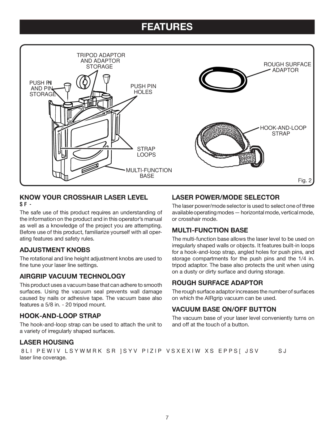 Ryobi ELL0006 manual Know Your Crosshair Laser Level, Adjustment Knobs, Airgrip Vacuum Technology, HOOK-AND-LOOP Strap 