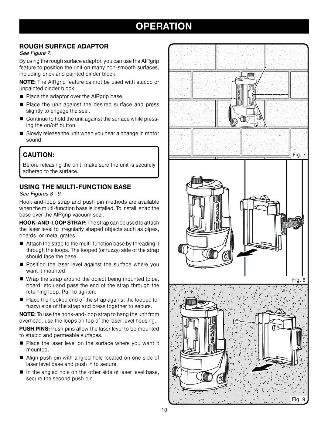 Ryobi ELL0006 manual Using the multi-function base, See Figures 8 