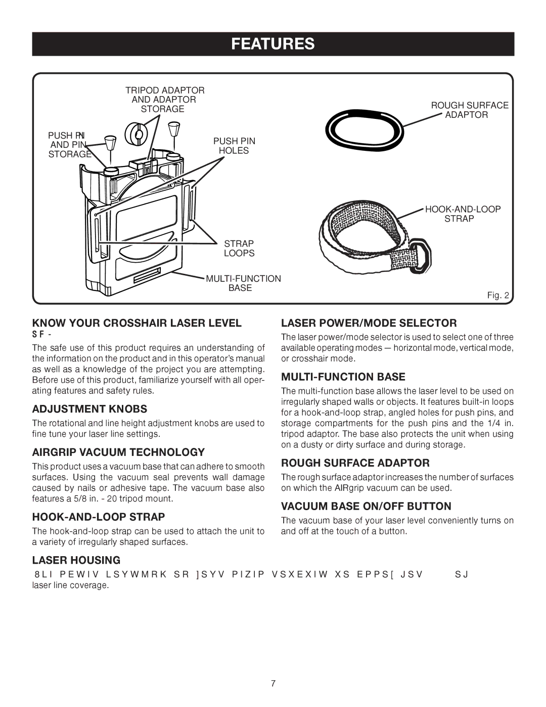 Ryobi ELL0006 manual Know Your Crosshair Laser Level, Adjustment Knobs, Airgrip Vacuum Technology, HOOK-AND-LOOP Strap 