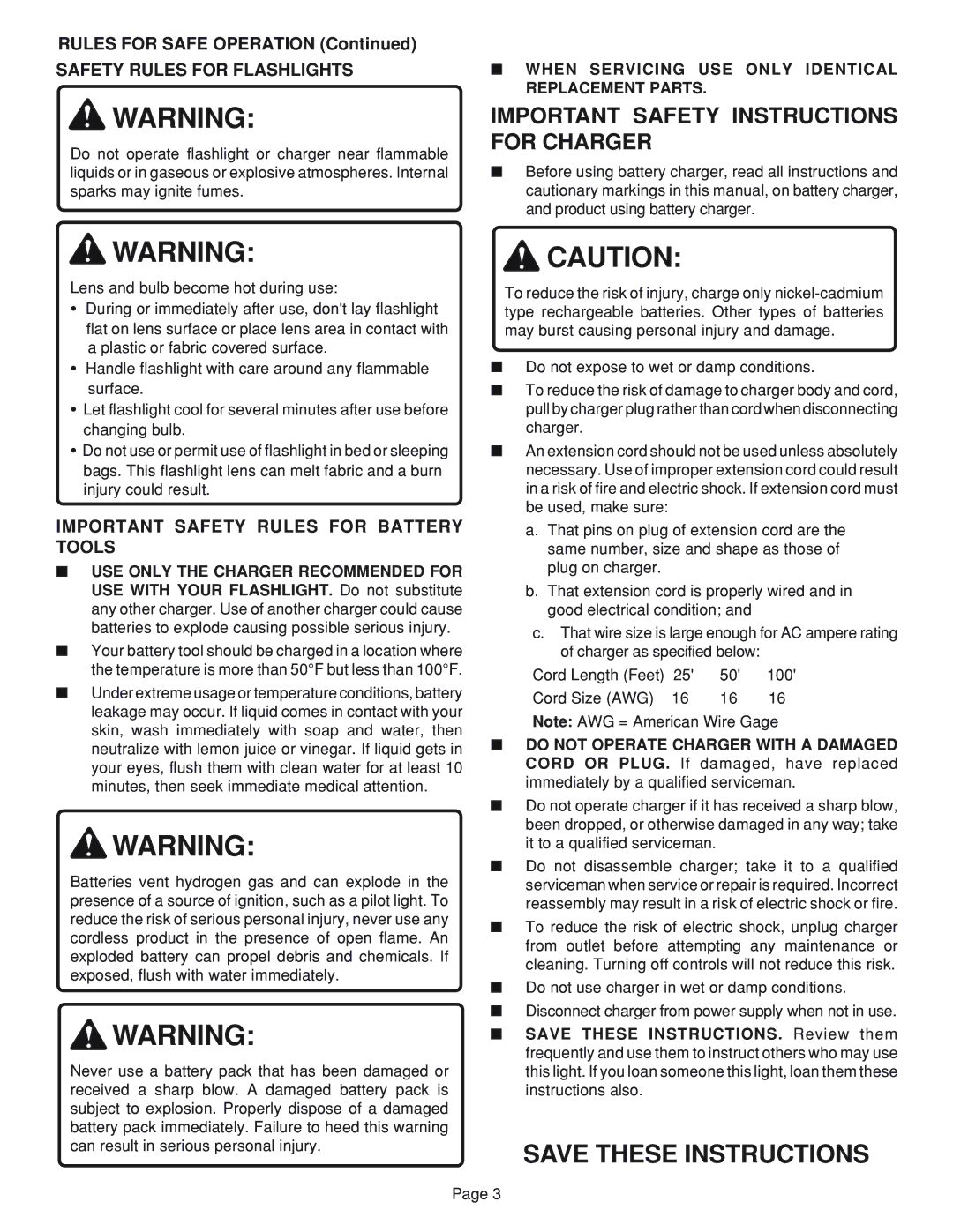 Ryobi FL96 manual Safety Rules for Flashlights, Important Safety Rules for Battery Tools 