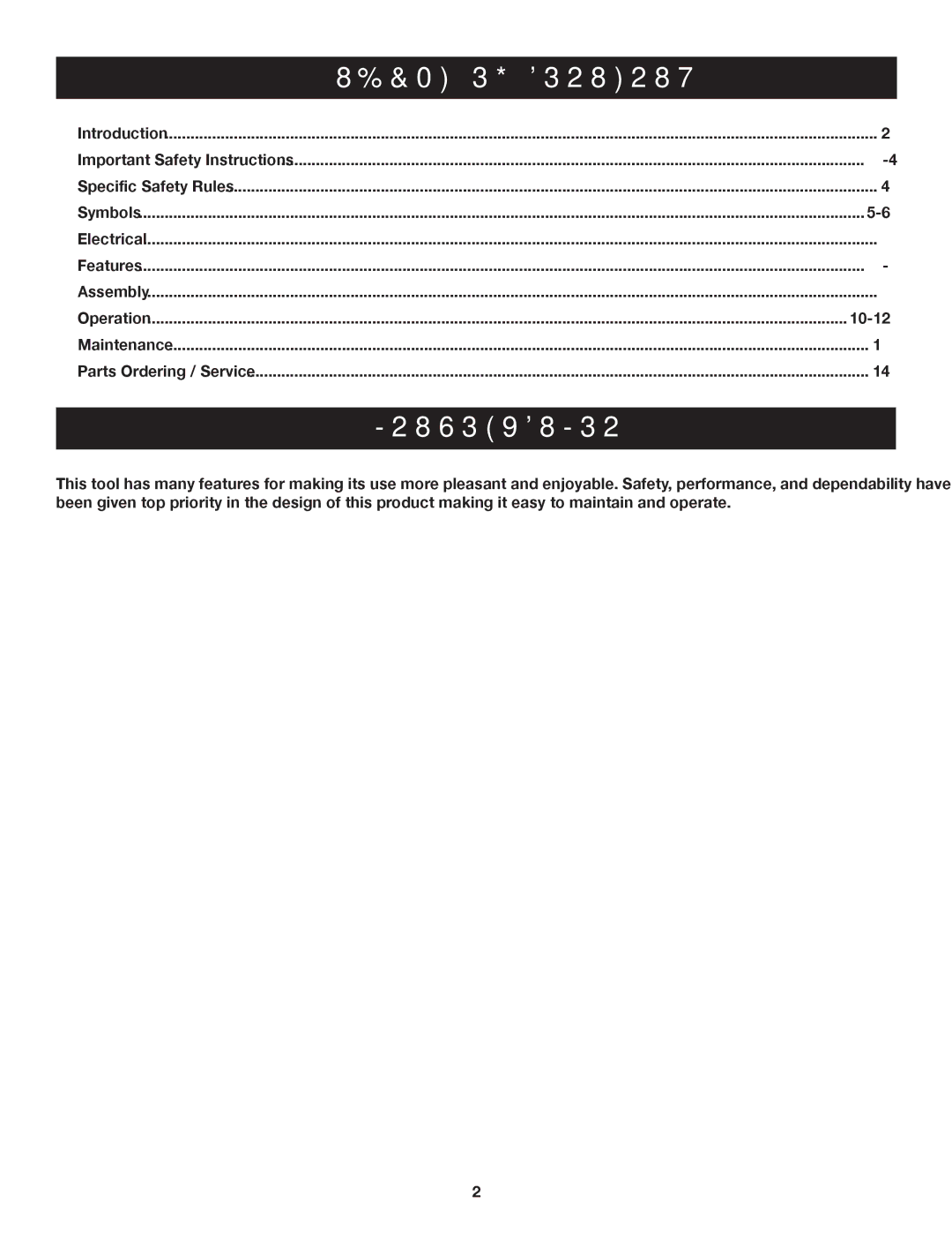 Ryobi HG500 manual Introduction, Table of Contents 