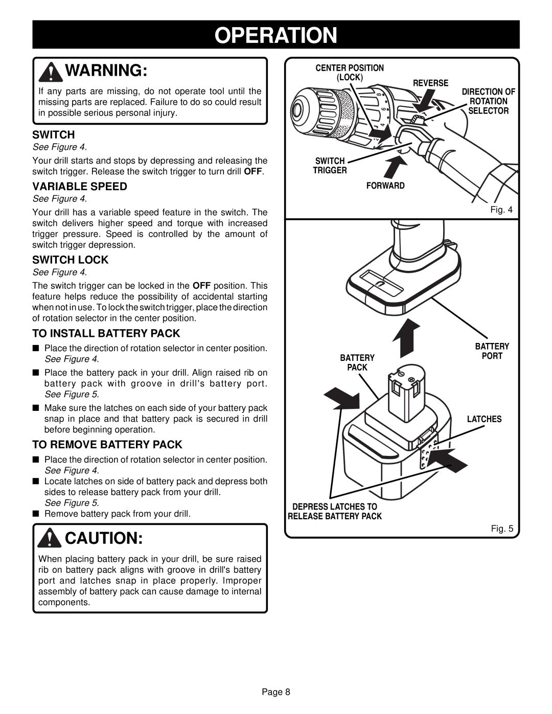 Ryobi HP1441M manual Variable Speed, Switch Lock, To Install Battery Pack, To Remove Battery Pack 