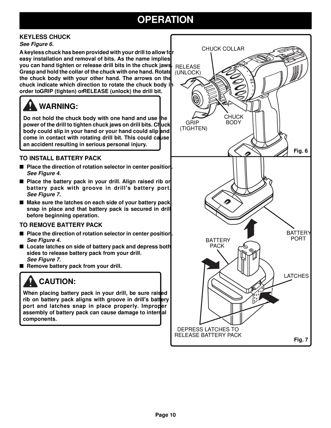 Ryobi HP1802M, HP1442M manual To Install Battery Pack, To Remove Battery Pack, Chuck Collar, Grip Tighten Chuck Body 