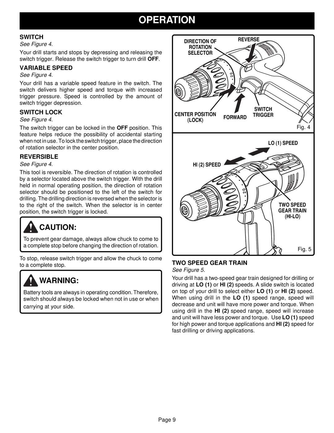 Ryobi HP1442M, HP1802M manual Reversible, Reverse 