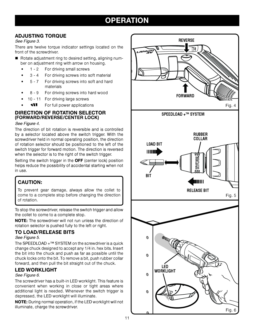 Ryobi HP41LK manual Adjusting Torque, To LOAD/RELEASE Bits 