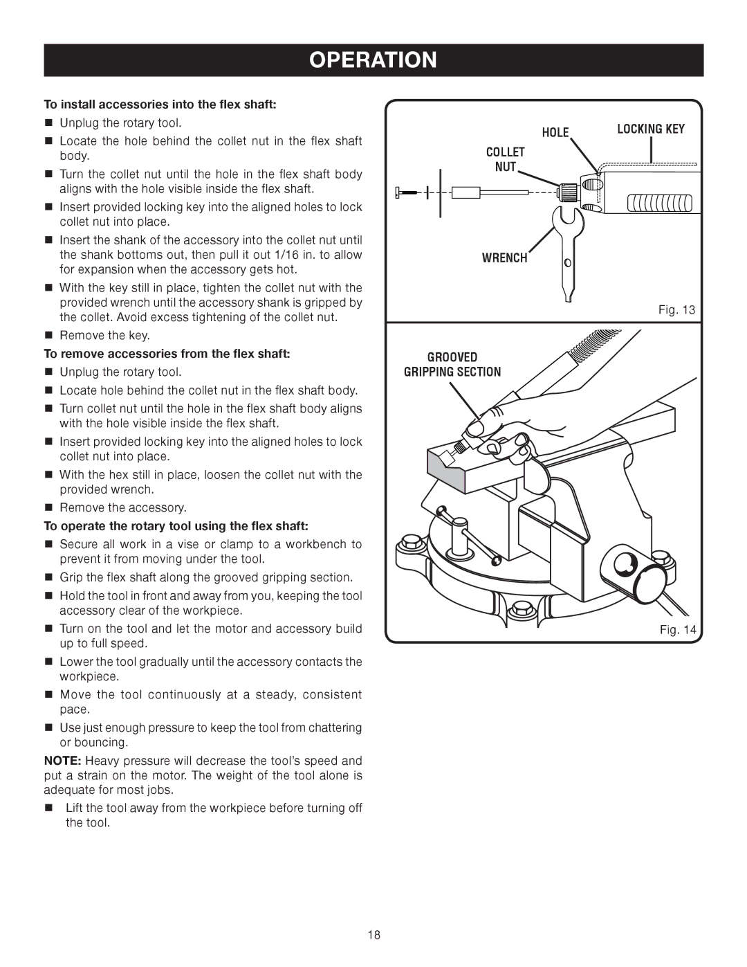 Ryobi HT230 manual To install accessories into the flex shaft, To remove accessories from the flex shaft 