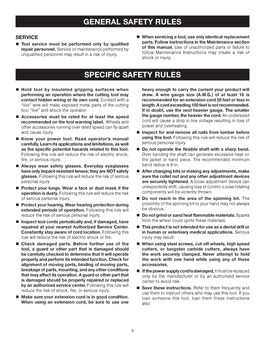 Ryobi HT230 manual Specific Safety Rules, Service 