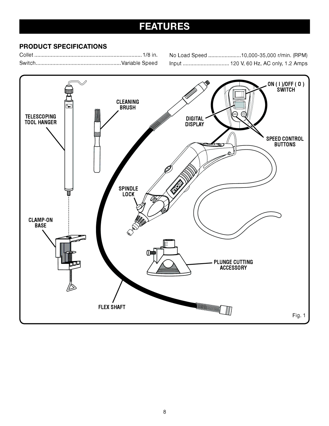 Ryobi HT230 manual Features, Product Specifications, On I /OFF O 