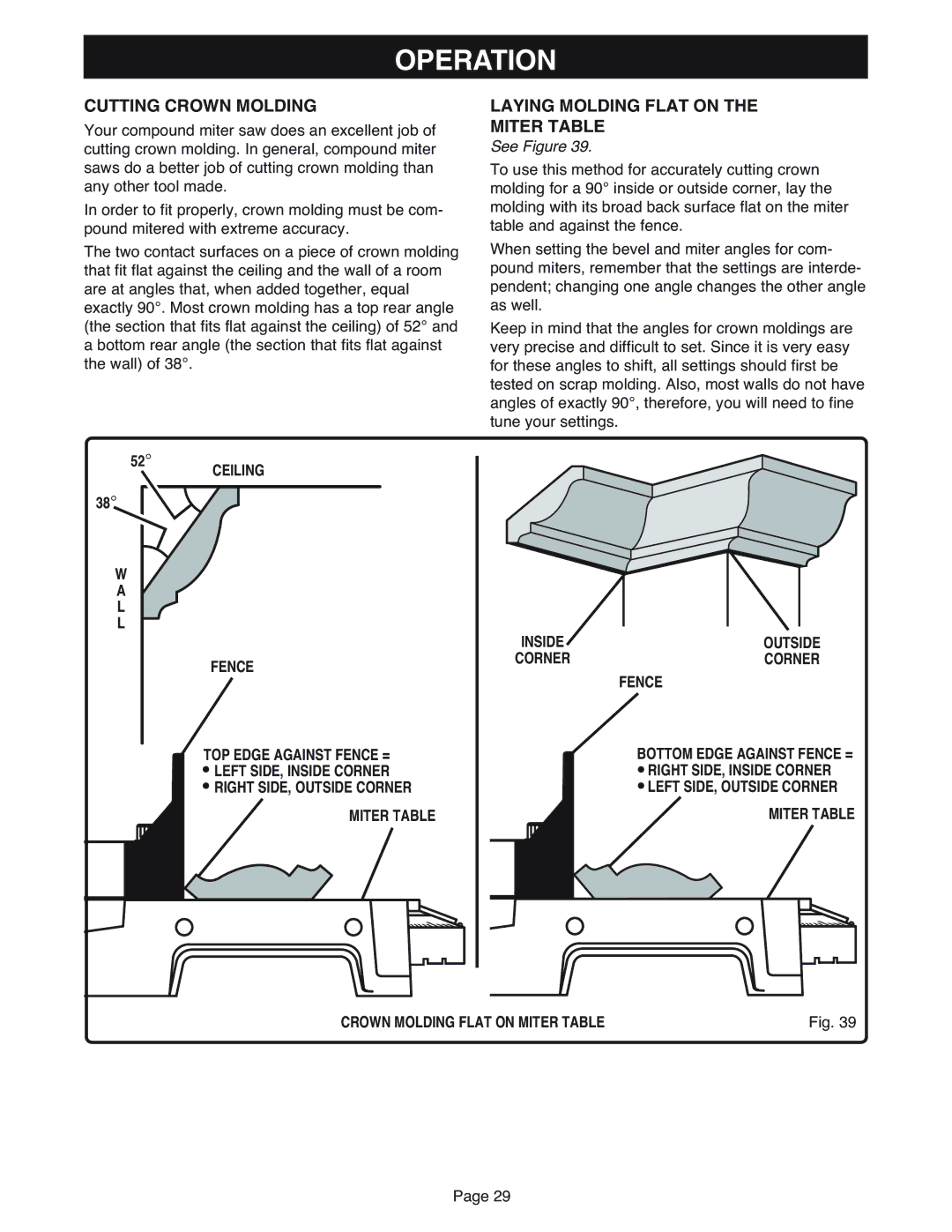 Ryobi MS181 warranty Cutting Crown Molding, Laying Molding Flat on Miter Table, Ceiling Fence 