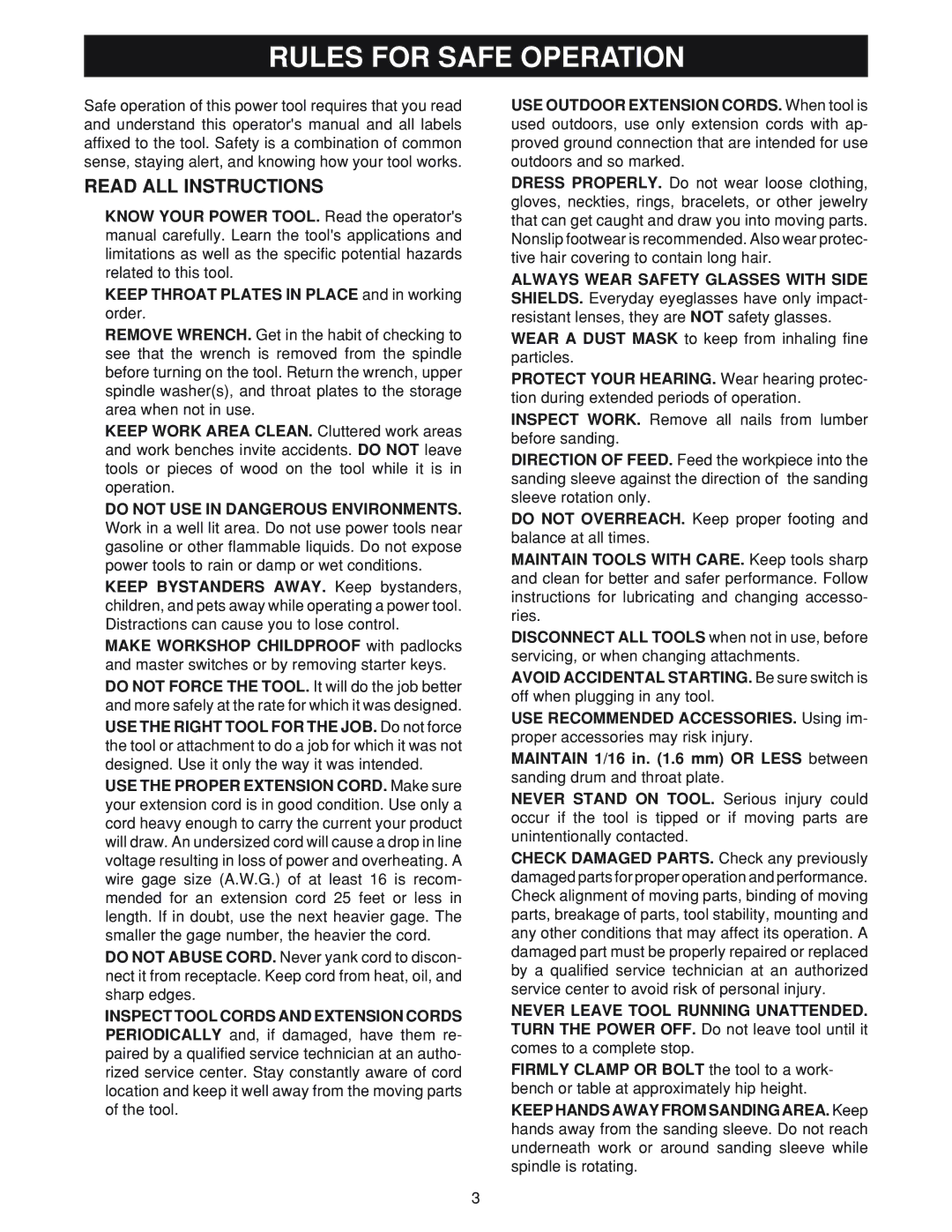 Ryobi OSS500 manual Rules for Safe Operation, Read ALL Instructions 