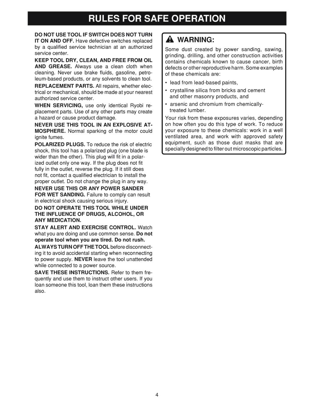 Ryobi OSS500 manual Rules for Safe Operation 