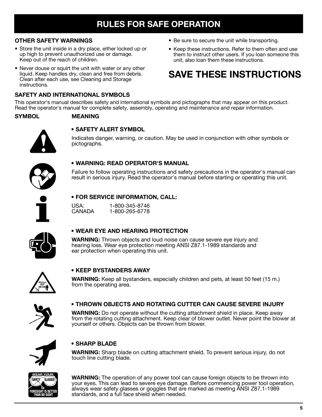 Ryobi Outdoor 155VP manual Other Safety Warnings, Safety and International Symbols, Symbolmeaning Safety Alert Symbol 