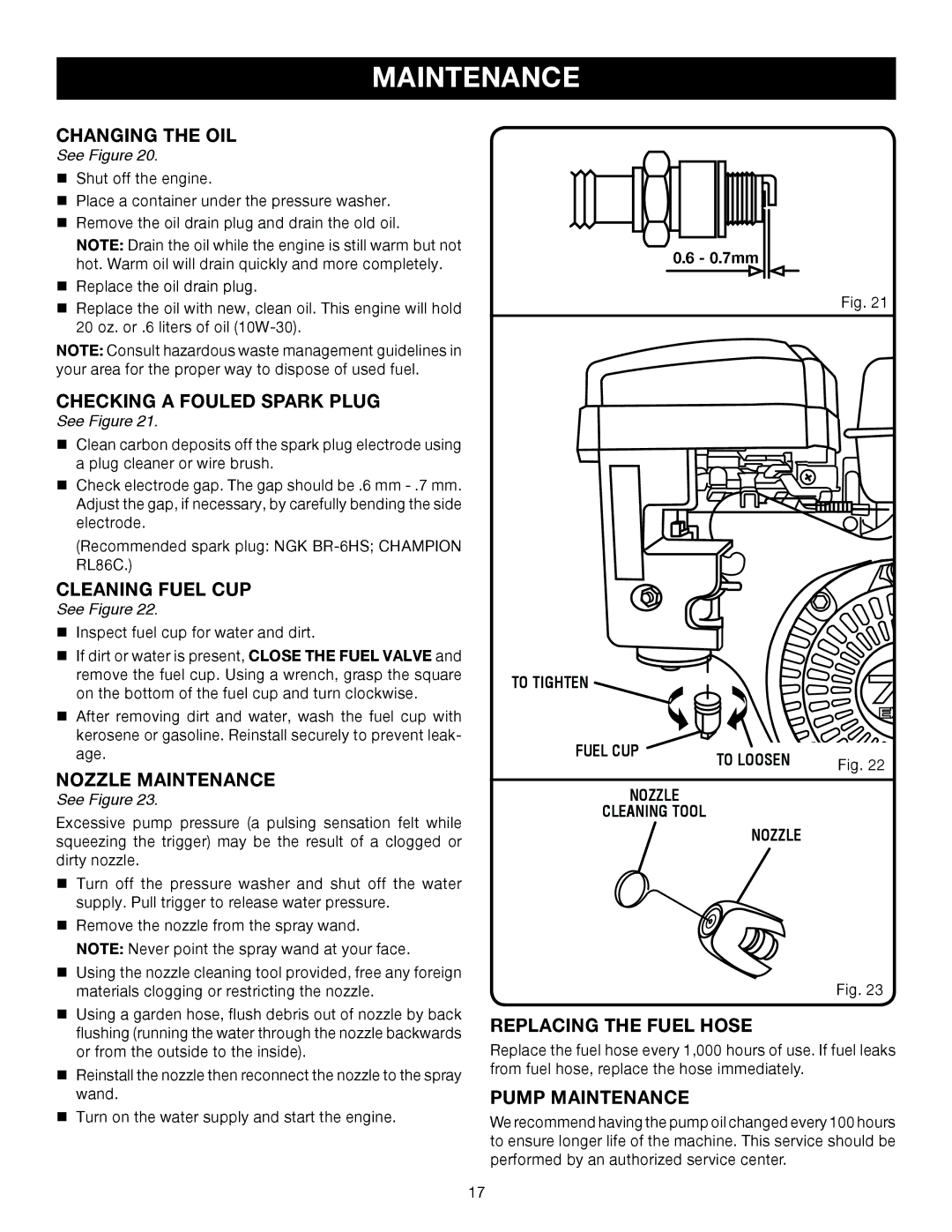 Ryobi Outdoor 3000 PSI, RY80030A manual Replacing the Fuel Hose 