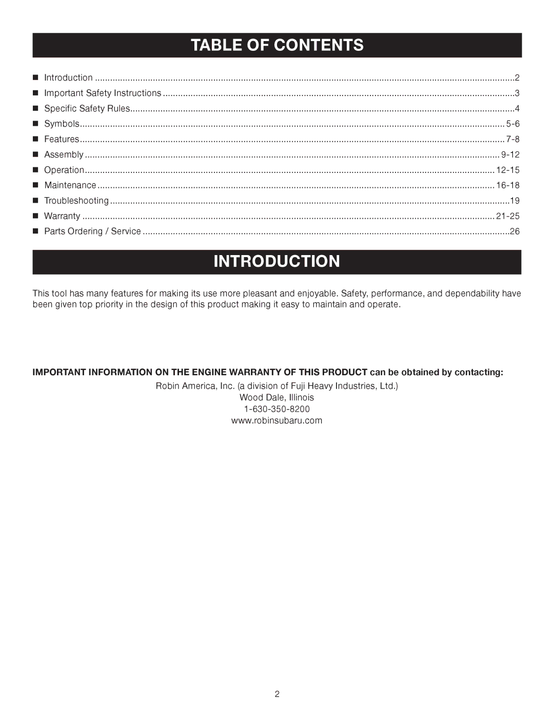 Ryobi Outdoor 3000 PSI, RY80030A manual Introduction, Table of Contents 