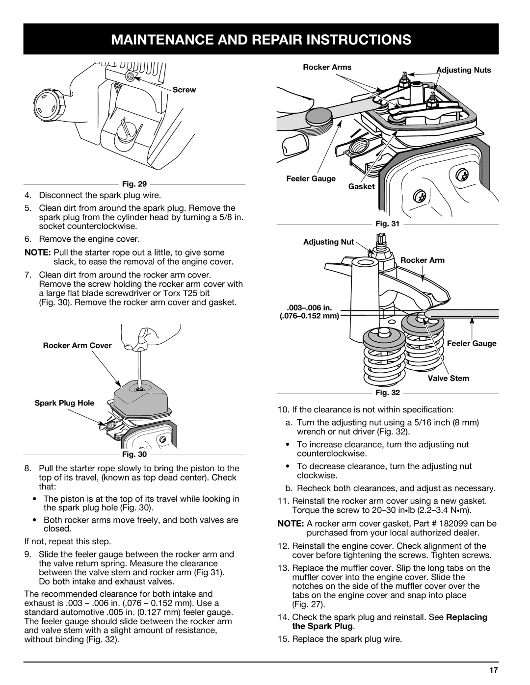 Ryobi Outdoor 510r manual Remove the rocker arm cover and gasket 